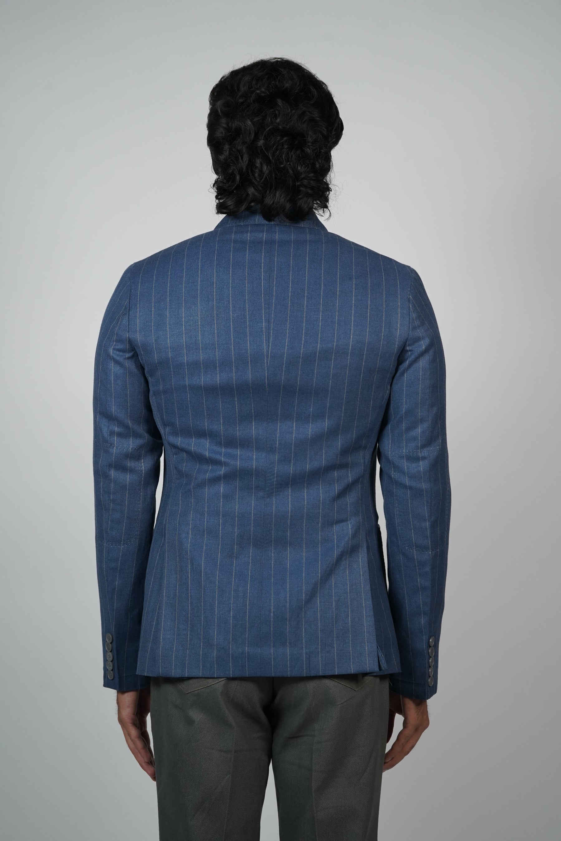 Blue Pinstripe Double-Breasted Jacket