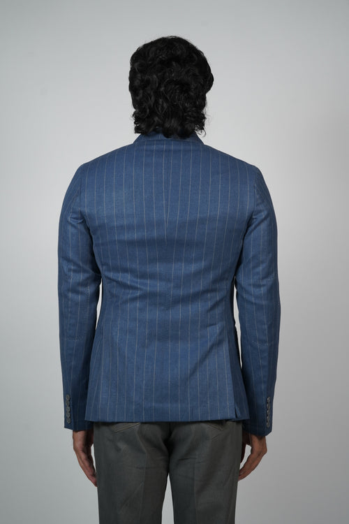 Blue Pinstripe Double-Breasted Jacket