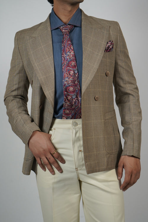Blue Pinstripe Jacket with Elbow Patches