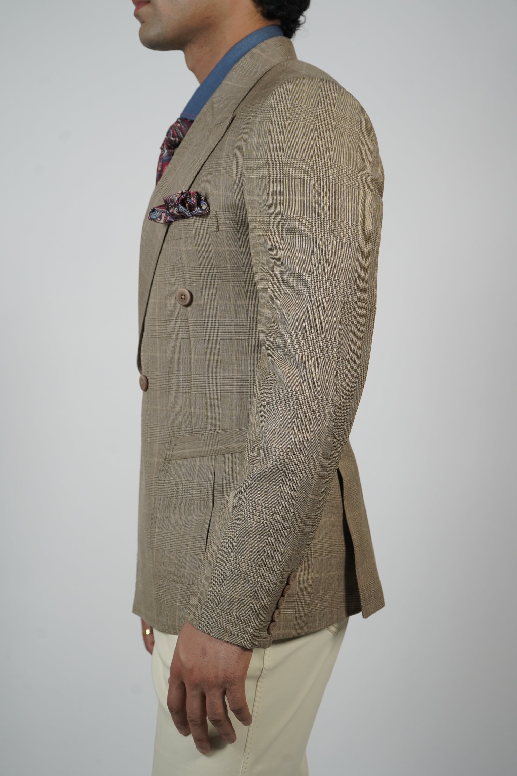 Blue Pinstripe Jacket with Elbow Patches