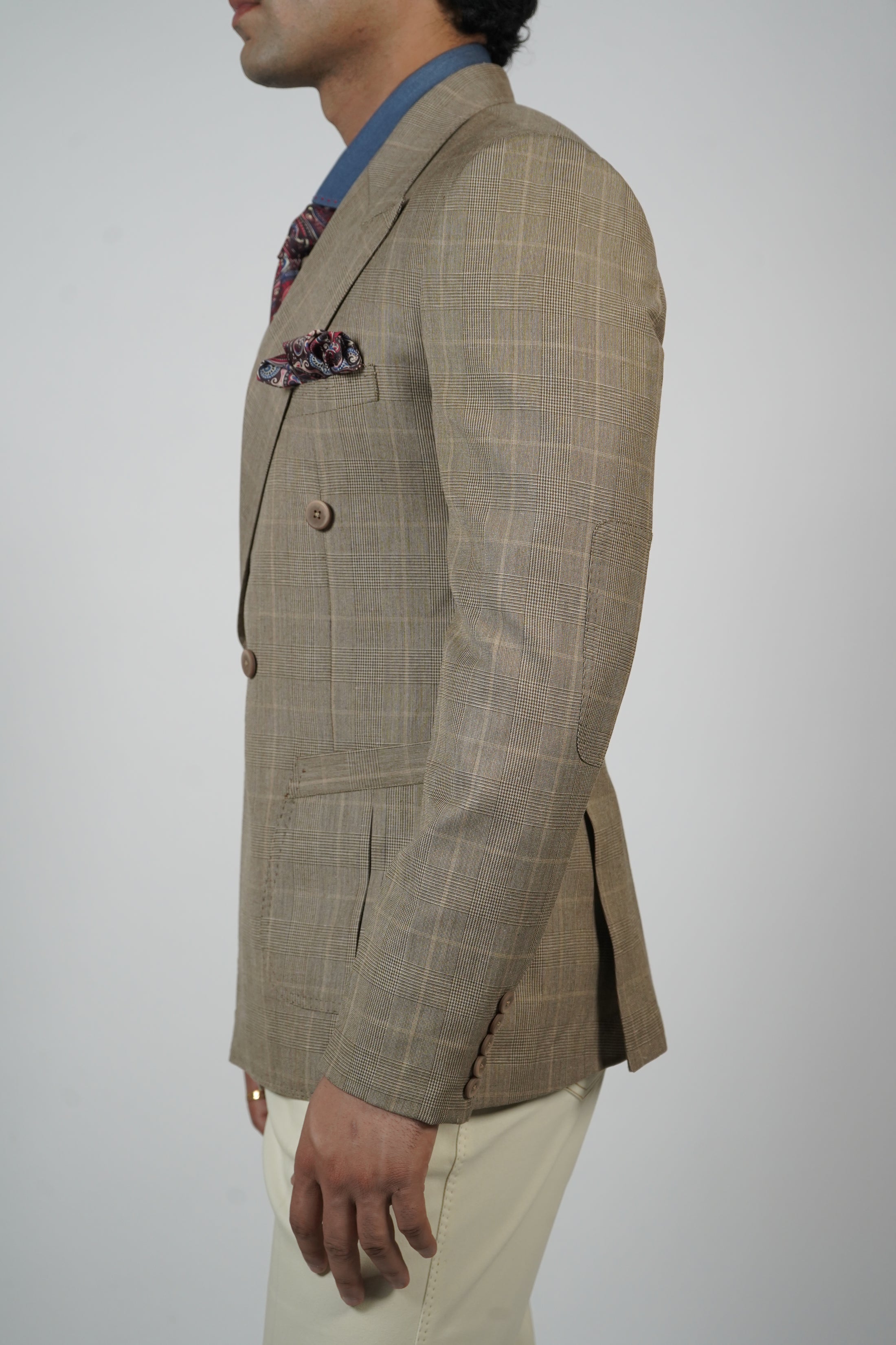 Blue Pinstripe Jacket with Elbow Patches