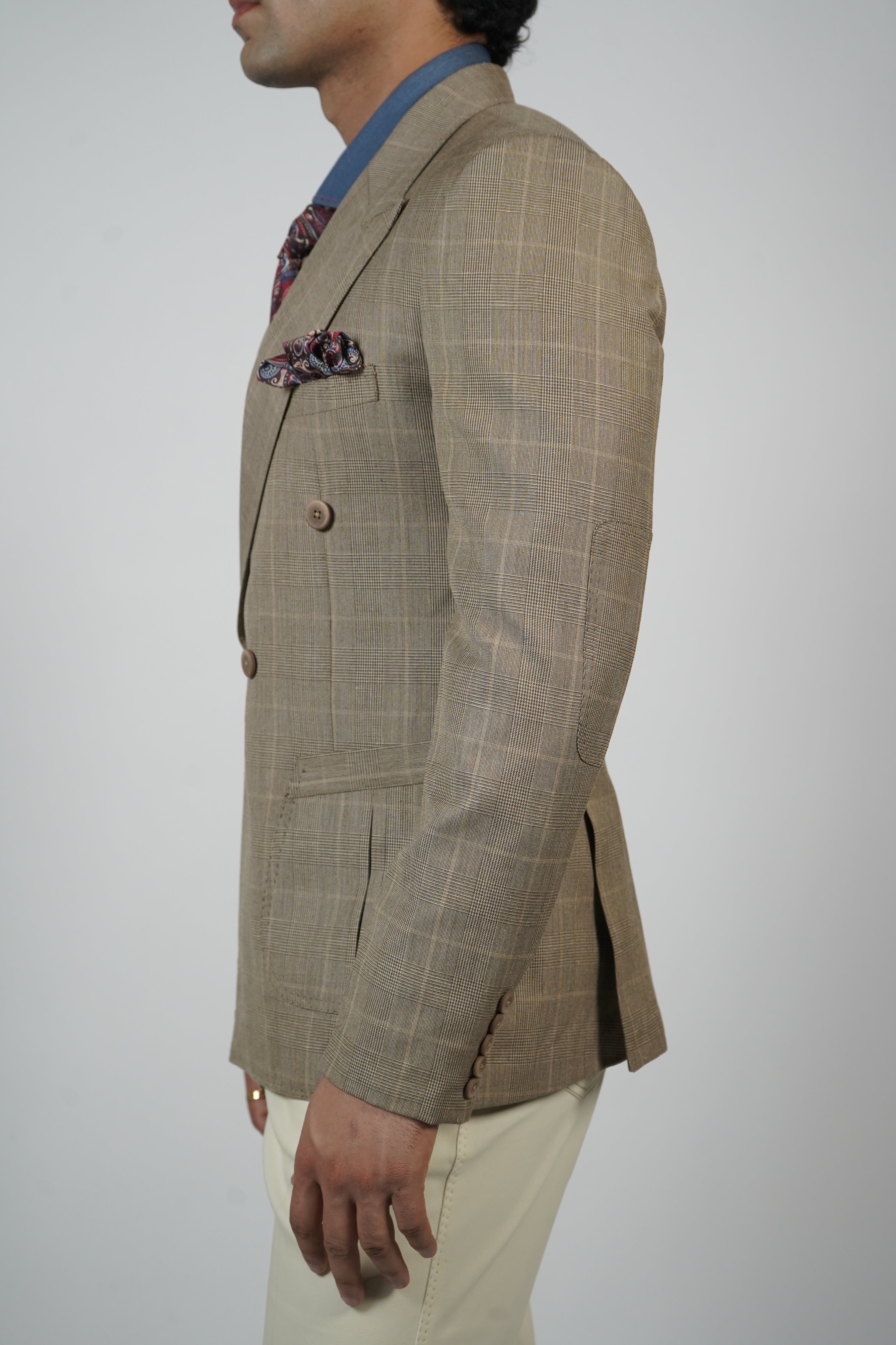 Blue Pinstripe Jacket with Elbow Patches