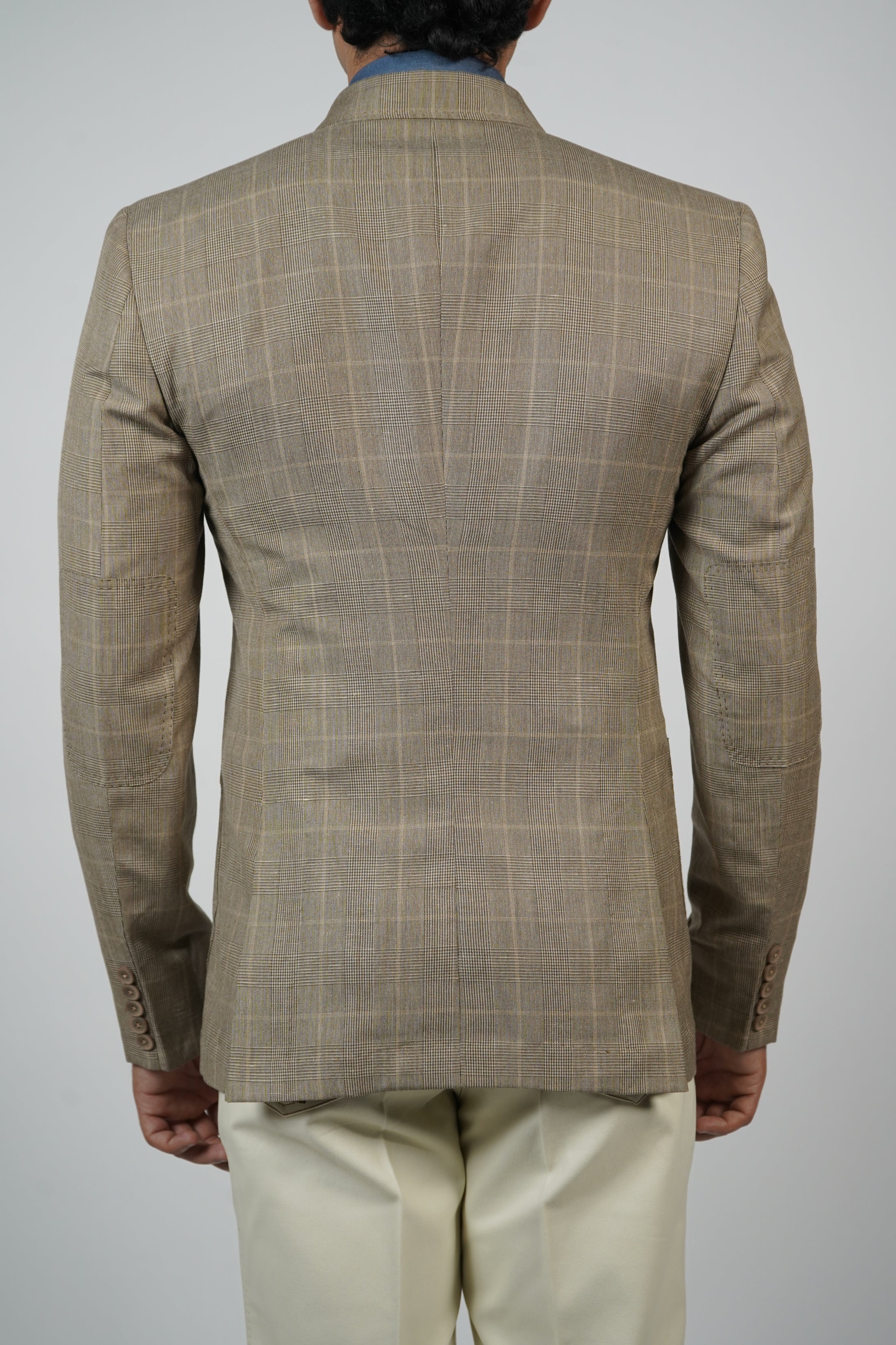 Blue Pinstripe Jacket with Elbow Patches